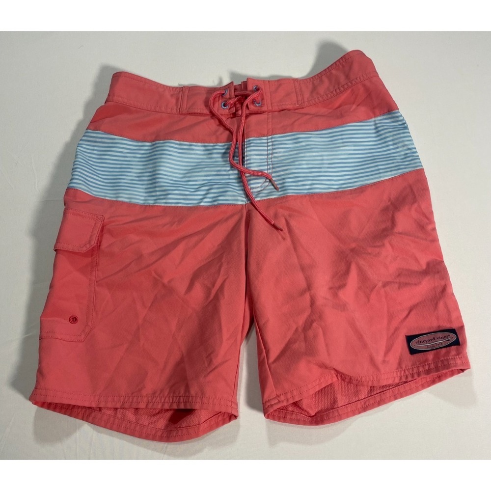 Vineyard Vines‎ Solid Striped Swim Trunks Board Shorts Blue White Mens Size 30